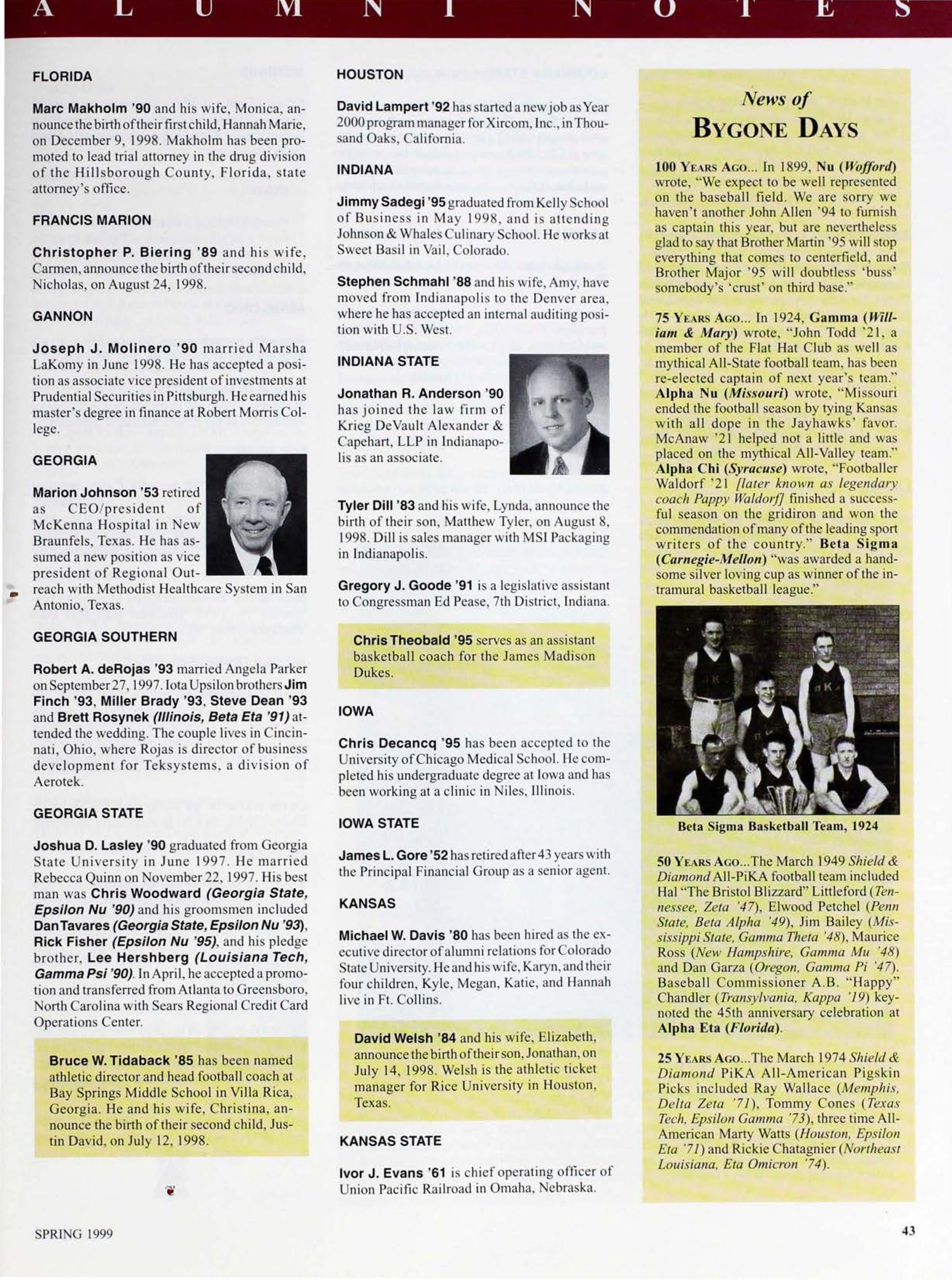 News of Bygone Days, Spring 1999